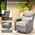 thumbnail image 5 of Planntonneo 2-Pack Patio Wicker Swivel Glider Chairs with 6-Inch Cushions, Brown/Beige, 5 of 9