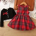 thumbnail image 5 of Bearichfupo Toddler Little Girls Dress And Cardigan Sets 2 Piece Plaid Print Sleeveless Dress And Long Sleeve Cardigan Autumn Winter Clothes Set,Girls' Skirt Sets Sizes 18-24 Months, 5 of 6