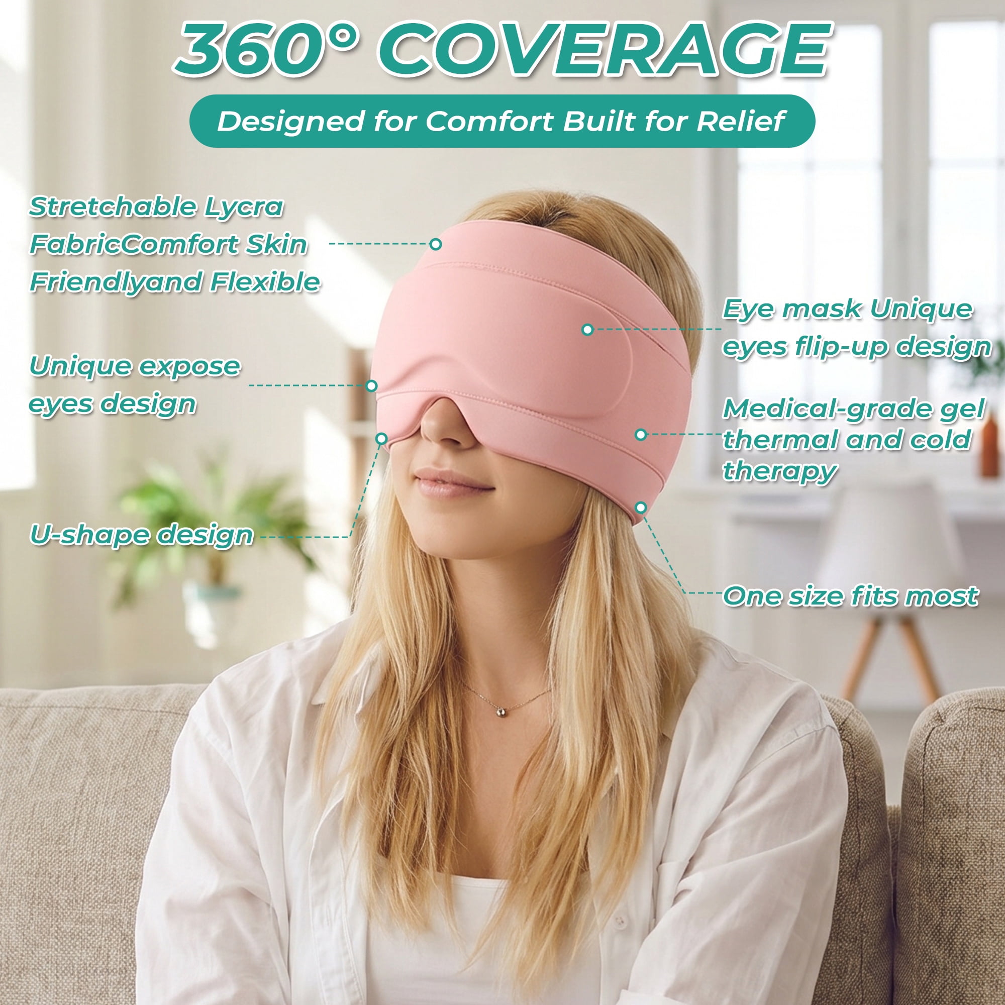 Solid Gel Cap for Hot or Cold Compress, Eye Ice Mask for Sleep and Headache Relief, Reusable Cooling Hat for Pressure and Sinus Comfort