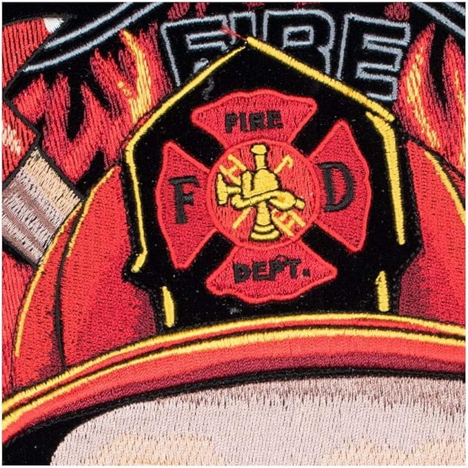 Fire Rescue Skull Maltese Cross Patch, Large Size