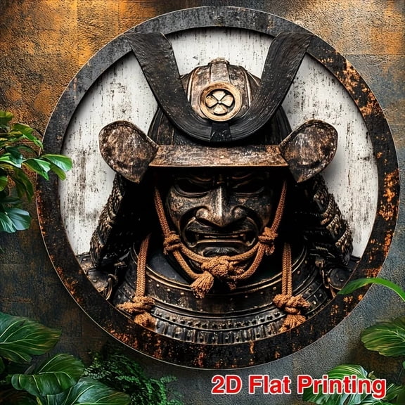 HELLOYOUNG Vintage Japanese Samurai Metal Wreath Sign -Aluminum Wall Art, Classic Kitchen Coffee Decor