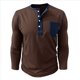 thumbnail image 3 of Camisetas Henley de Larga Raglán para Hombre, Informales, Ajustadas y A . Color Café M, 3 of 6