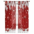 thumbnail image 2 of Red Christmas Tree Sheer Curtains 63 Inches Long, Xmas Balls Pine Needles Snowflake Light Filtering Window Curtains for Living Room/Bedroom, Rod Pocket Voile Sheer Curtain Drapes, 52"Wx63"L, 2 Panels, 2 of 9