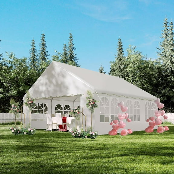 20'x20' Party Tent Heavy Duty Wedding Tent Event Shelter with Removable Sidewall Outdoor Gazebo Canopy for Birthday Party Wedding Event