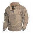 thumbnail image 2 of Mens Pullover Sweatshirts Sherpa Lined Casual Long Sleeve Mock Neck Fall Winter Tops with Zipper Pocket (XL, Khaki), 2 of 8