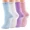 #4 White+pink+purple+blue, variant on Non Slip Yoga Socks 4 Pairs Women Pilates Grip Socks for Yoga Barre Home Workout Hospital Size 5-8