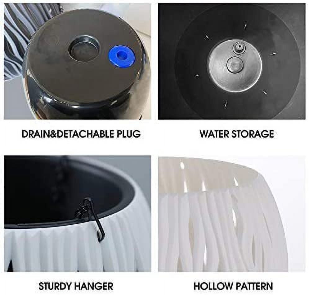 White Hanging planters Indoor Plants Drainage Hanging Baskets for Plants Outdoor self Watering Hanging Flower pots for Indoor Plants with Hooks Chain Orchid Fern herb Vegetable