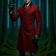 thumbnail image 2 of Mrmaere Men's Long Peacoat Double-Breasted Contrast Lapel Stylish Outerwear for Formal & Edgy Wine M, 2 of 7