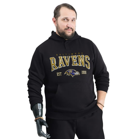 Men's G-III Sports by Carl Banks Black Baltimore Ravens Adaptive Team Spirit Graphic Fleece Pullover Hoodie