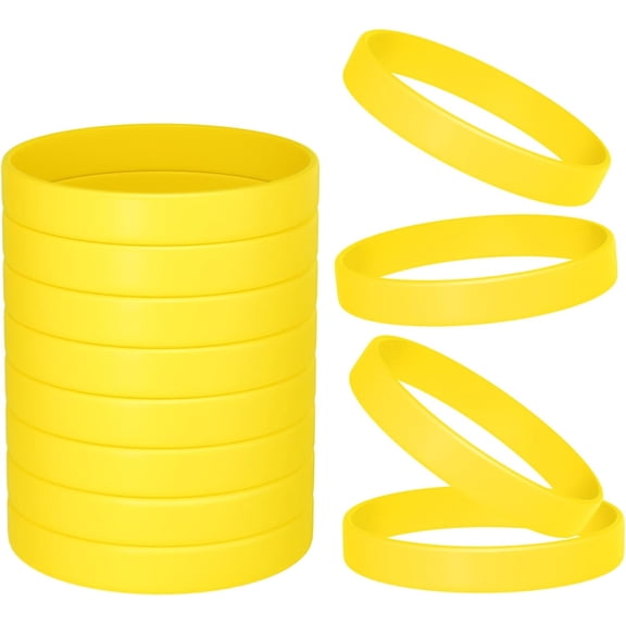 12 count  Bracelets- Yellow Color Blank Rubber Wristbands for Adults Teen Party Favors