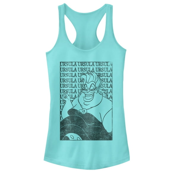 Junior's The Little Mermaid Ursula Text  Racerback Tank Top Cancun Small