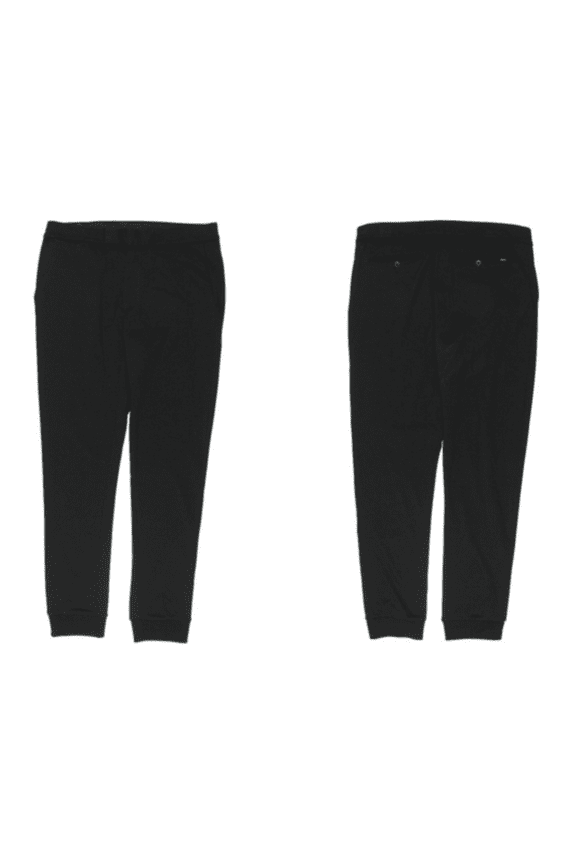 Men's Black Solid Cotton Flat Front Casual Pants, Size S, $198