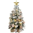 thumbnail image 7 of 2ft Mini Christmas Tree, Tabletop Xmas Tree with Light, Decoration, Flocked Snow, Top Star, Christmas Decor & Xmas Ornaments for Home & Office, Gold, 7 of 7