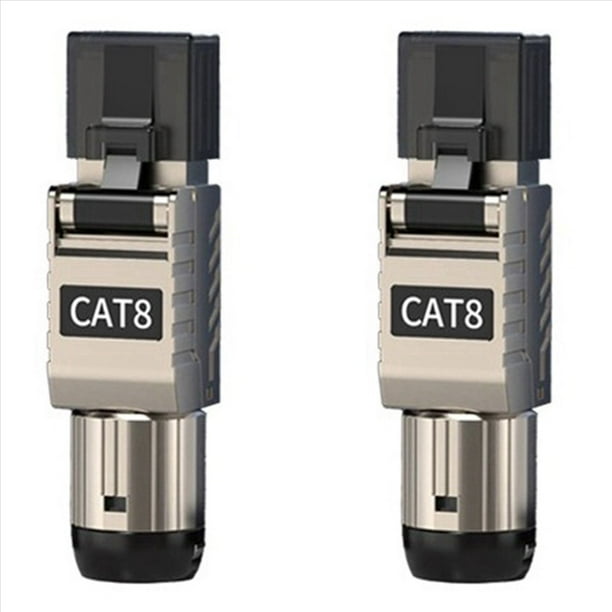 2 Uds. Conectores de Cable Ethernet RJ45 Cat8 RJ45, Conector de TerminacióN FáCil Sin Herramientas de Metal, Cable LAN 2000MHz 40G 22AWG - 24AWG