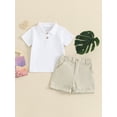 thumbnail image 2 of Bagilaanoe 2pcs Toddler Baby Boy Shorts Set Short Sleeve Shirt Tops + Shorts 12M 18M 24M 3T 4T 5T Kids Casual Summer Clothes, 2 of 7