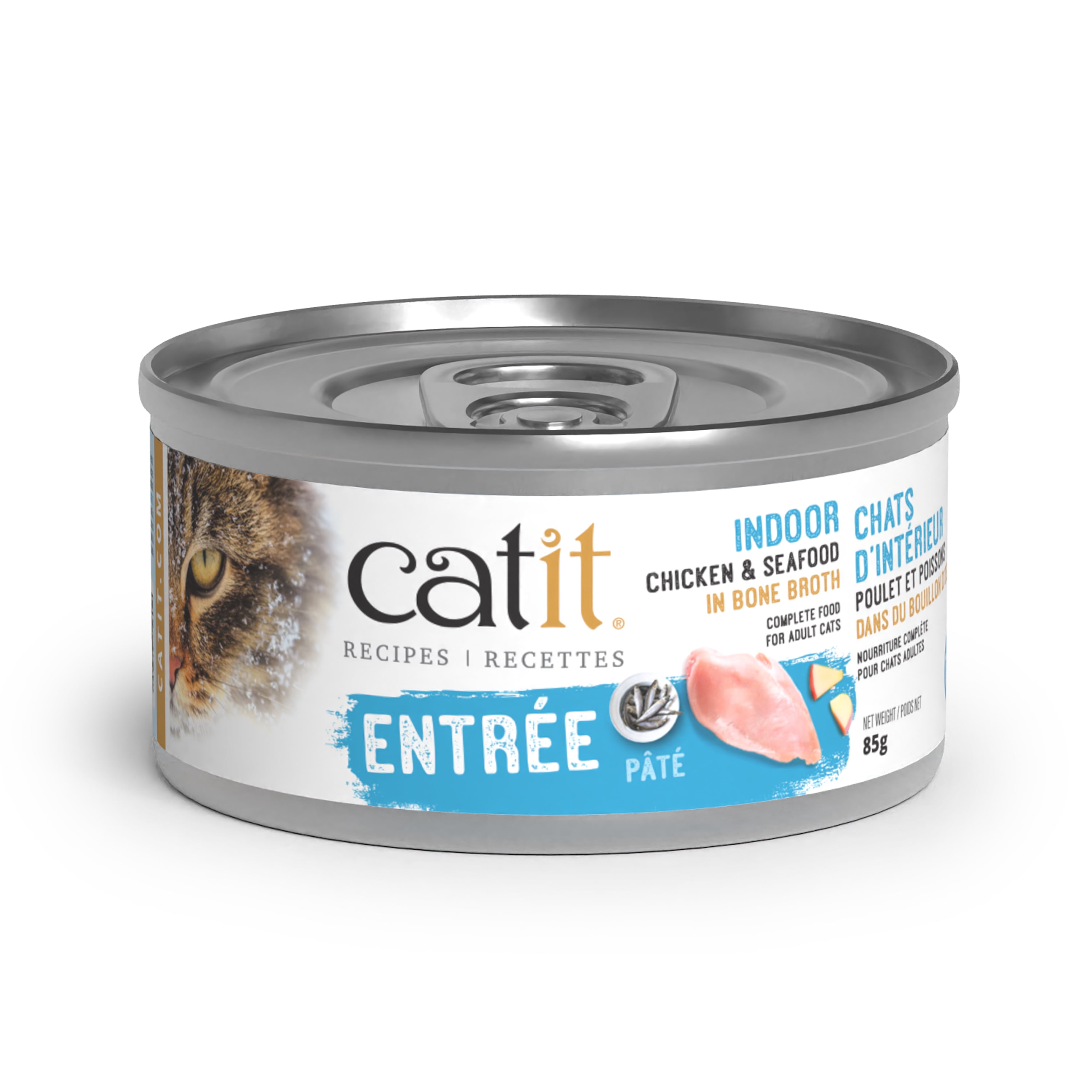 Catit Recipes Chicken & Seafood Entree in Bone Broth for Indoor Cats 85 G