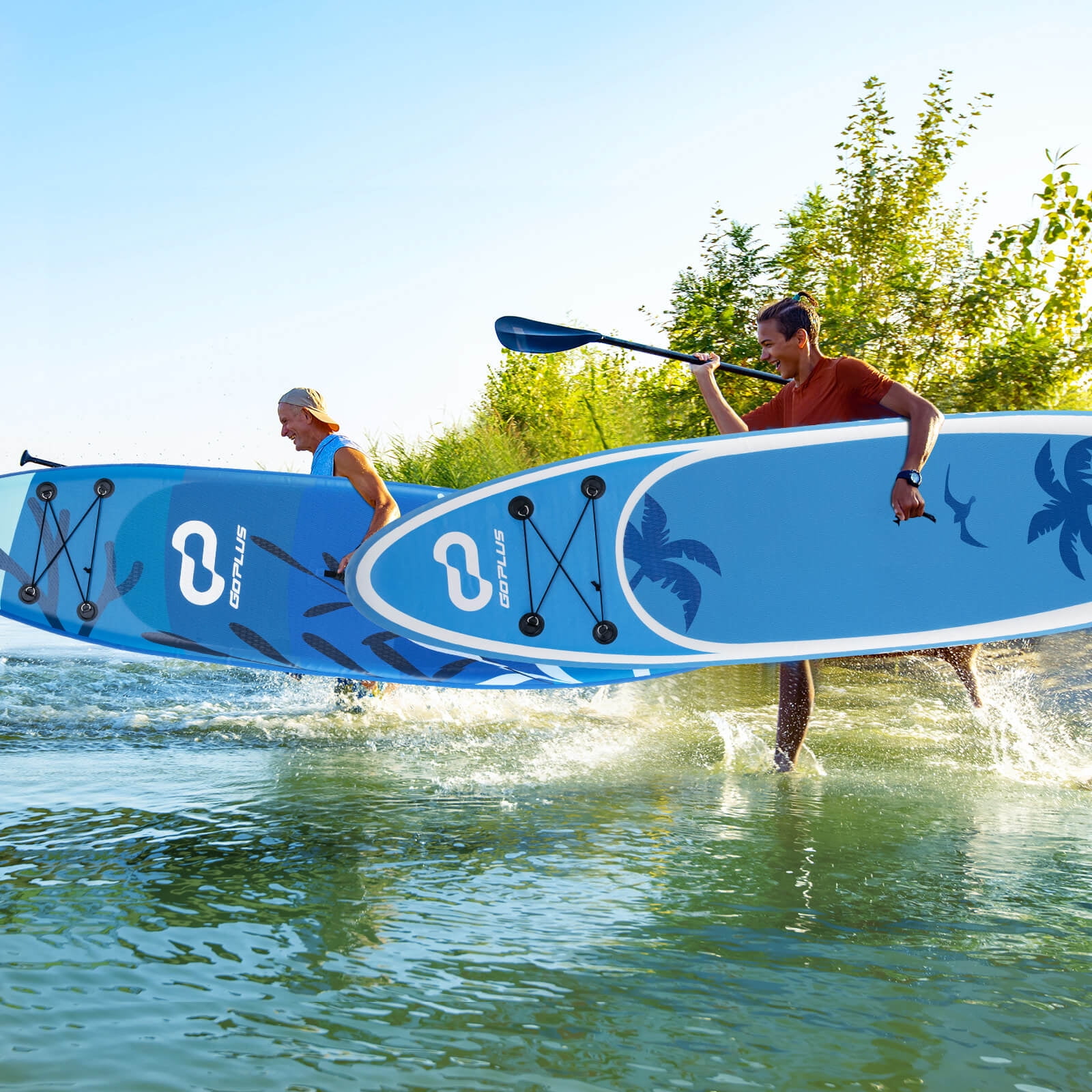 Goplus 10' Inflatable SUP Board, Portable Paddle Board with 5D rings Stand Up Paddle Board for Youth & Adult Blue