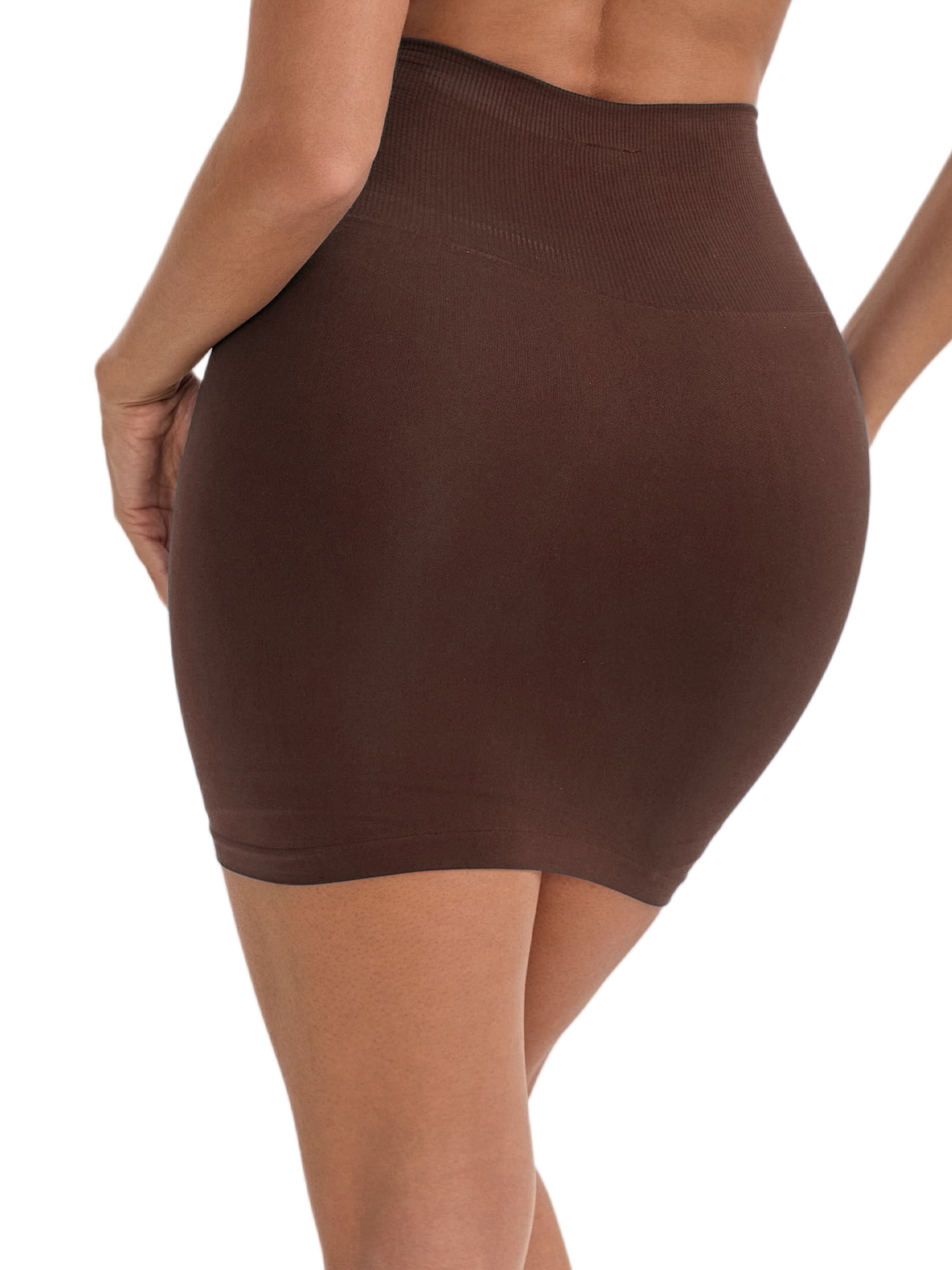 DARING DIVA Women's with Leggings Tummy Control High-Waisted Half Slip S Dark Brown