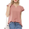 thumbnail image 4 of INSPIRE CHIC Blouse Haut pour Femme à Col en V, de Travail Décontracté, à Manches Courtes, 4 of 6
