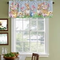 thumbnail image 4 of Happy Easter Valances for Windows, Decorative Rod Pocket Window Valance Curtains, Spring Easter Eggs Bunny Floral Blue Wood Short Curtain Drapes for Kitchen/Living Room, 2 Panels, 42" W x 18" L, 4 of 8