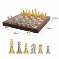 thumbnail image 6 of Chess Board Folding Travel Chess Set Gold Silver Metal Chess Pieces Folding Wooden Chess Board, 6 of 7