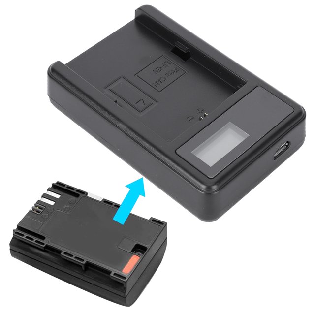 Cargador de Batería Portátil ANGGREK para Cámara LP E6 Pantalla de Carga LCD Negro
