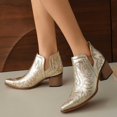 thumbnail image 5 of SACFOF Women's Cowboy Boots Cowgirl Ankle Pointed Toe Chunky Heel Cutout, 5 of 6