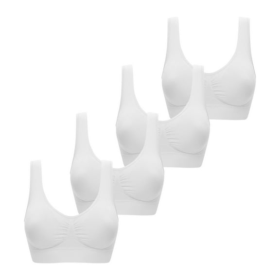 KyCheLot Women's Comfort Daily Bra 4 Pack Solid Color Breathable Soft Thin Pullover Low Impact Sleep Bras