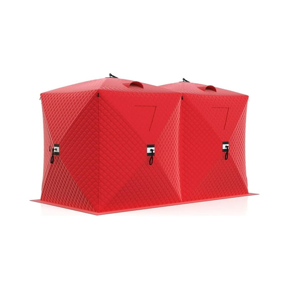 Pinypikaka Insulated Pop-Up Ice Fishing Tent, 6-8 Person Portable Hub-Style Tent, Windproof Thermal Shanty with Hub Design, 420D 3-Layer Fabric for Winter Fishing