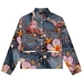 thumbnail image 4 of Jackets for Women Winter Coat Jackets Flannel Stand Collar Jacket(Seashells, Flowers, And Pearls Pattern,Size:S-4XL), 4 of 7