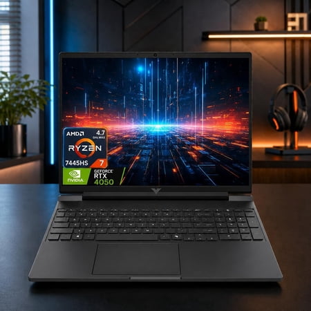 HP Victus Gaming Laptop 15.6" FHD IPS 144Hz AMD Ryzen 7 7445HS (>i7-1255U), 32GB DDR5 RAM, 1TB NVMe SSD, GeForce RTX 4050 6GB, Backlit, Type-C, WI-FI 6E, B&O Fast Charge, Windows 11