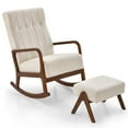 thumbnail image 1 of Costway Rocking Chair with Ottoman Upholstered Fabric Glider Rocker Solid Wood Beige, 1 of 10