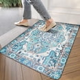 thumbnail image 3 of Bohemian Blue Floral Patterned Carpet Door Mat Welcome Door Mat for Front Door, Home Entrance, Yard, Floor, Patio, Non Slip Spring Summer Welcome Mat Indoor Outdoor Doormat 30"*17", 3 of 6