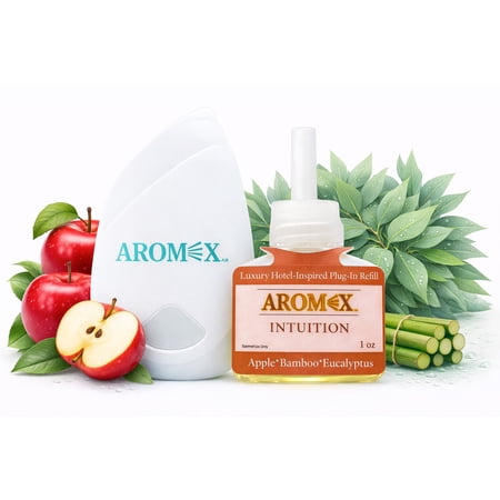 Aromex Air Luxury Hotel Scent Wall Plug In , Starter Kit, Air Freshener, Long Lasting, 1 Home Fragrance Oil Refill and 1 Warmer (1 1oz Refill and 1 Warmer)