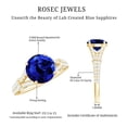 thumbnail image 6 of Rosec Jewels Certified Lab Grown Blue Sapphire Engagement Ring - 8 mm - AAAA Grade Blue Sapphire Diamond Ring - with Jewelry Box, 10K Yellow Gold, US 5.50, 6 of 9