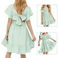thumbnail image 4 of AUNVITO Girls Summer Tie Back Dress Back Bow Ruffle Sleeve Swing Hem Dress Party Princess Outfit, 4 of 9
