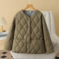 thumbnail image 2 of Fashion Jackets For Women Winter Long Sleeve Warm Quilted Floral Soild Color Puffer With Pockets Khaki Jacket Coat (XL), 2 of 9