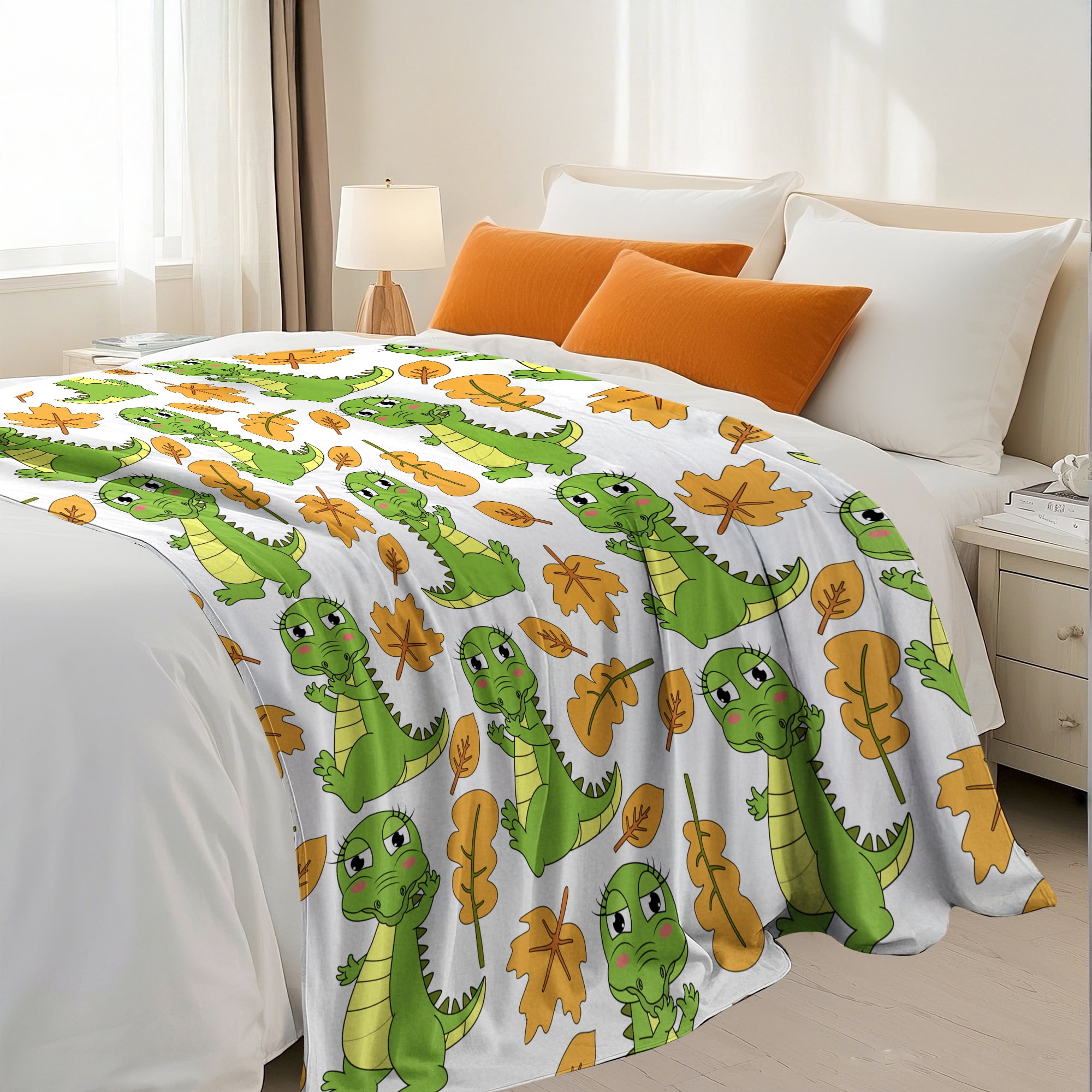 Flannel Fleece Twin Blanket, Soft Large Twin Blanket, Lightweight Cozy Plush Twin Blanket Fit Sofa Bed, 60"x80", Dinosaur