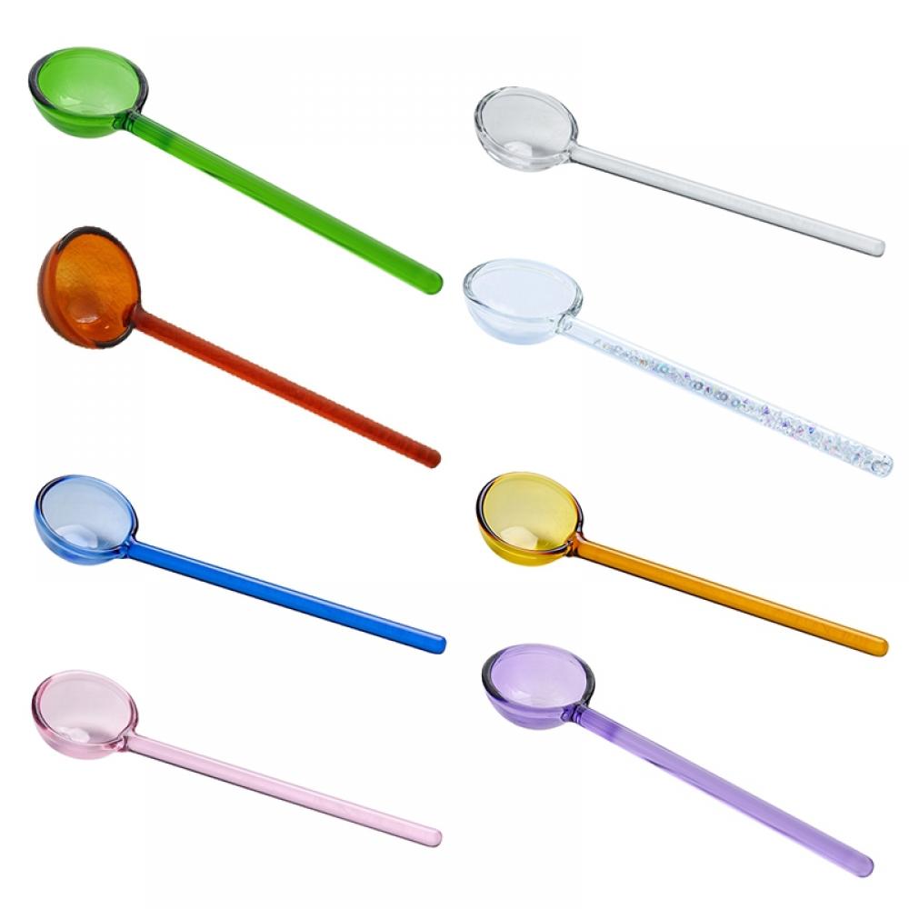 8Pcs Glass Stirring Spoons Heat Resistant Mixing Rod For Coffee Tea