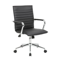 Boss Office Products Vinyl Hospitality Task Chair with Fixed Chrome Arms and Casters, Black
