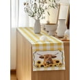 thumbnail image 5 of Table Runner 108 Inches Long for Kitchen Dining, Yellow Yak Dresser Scarf Farmhouse, Dining Table Decorations for Wedding/Parties, Sunflowers Checkered Elegant Pastoral Buffalo 13 x 108 In, 5 of 8