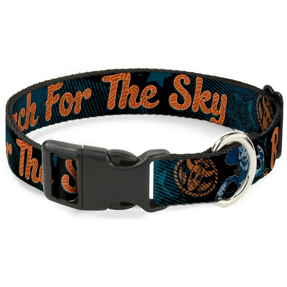 Disney Pet Collar, Dog Collar Plastic Buckle, Woody Reach For The Sky Denim Blue Print, 9.5 to 13 Inches 1.0 Inch Wide