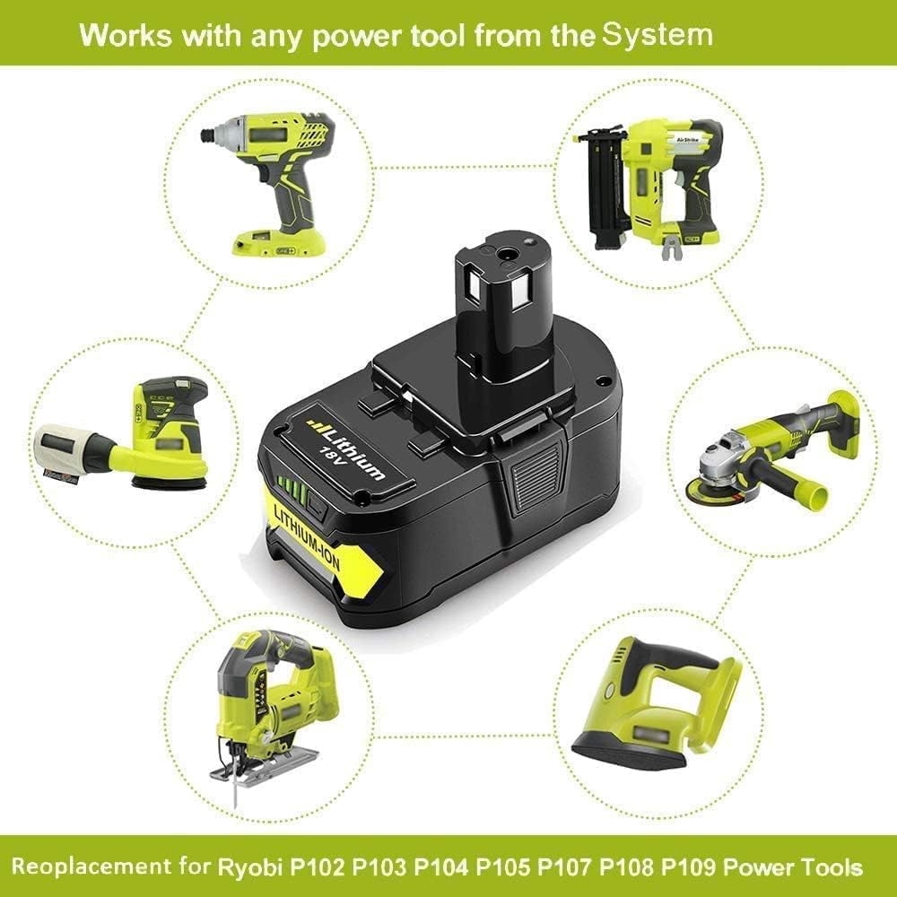 5.0Ah P108 18V Battery Compatible with Ryobi 18V ONE+ Battery Replacement P108 P102 Cordless Tool