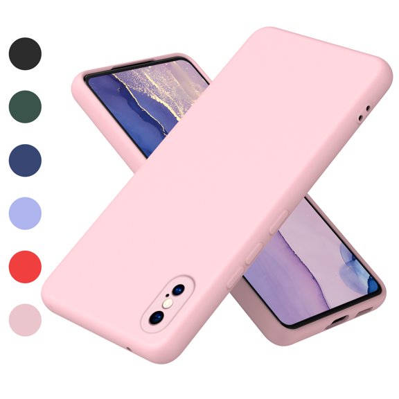 Nalacover Slim Case for iPhone XS Max,Full Body Protection Shockproof Stylish Liquid Smooth TPU Silicone Rubber Anti-drop Wear-resitant Camera Raised Lips Soft Back Phone Cover.Pink