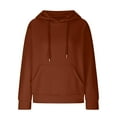 thumbnail image 4 of UAMVSH Women Long Sleeve Hoodie Oversized Crew Neck Hooded Pullover with Drawstring Soft Plain Fall Ladies Trendy Sweatshirts(X-Large,Wine), 4 of 6