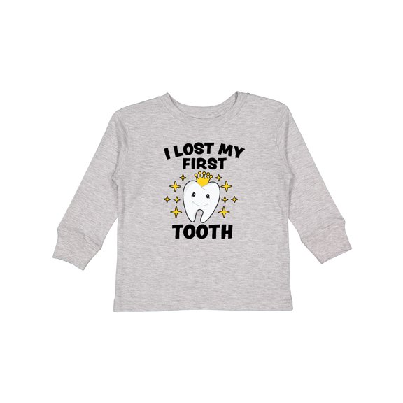 Inktastic I Lost My First Tooth with Cute Tooth and Sparkles Boys or Girls Long Sleeve Toddler T-Shirt