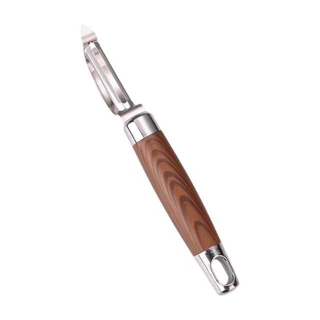 Pisexur Batería de cocina Pelador de verduras de acero inoxidable, pelador de frutas y madera, pelador de patatas manual de madera, apto para muchas frutas en la coci para la cocina del hogar