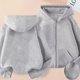 thumbnail image 1 of 2024 Otoño Invierno Casual Color sólido cárdigan Sudadera con capucha Simple cómodo mediano grande niños forro polar cremallera Sw, 1 of 5