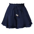 thumbnail image 1 of Pantalones de falda con volantes de doble capa for mujer, con cintura elástica y cordón, pantalones de falda informales antiexposición deportivos, 1 of 7