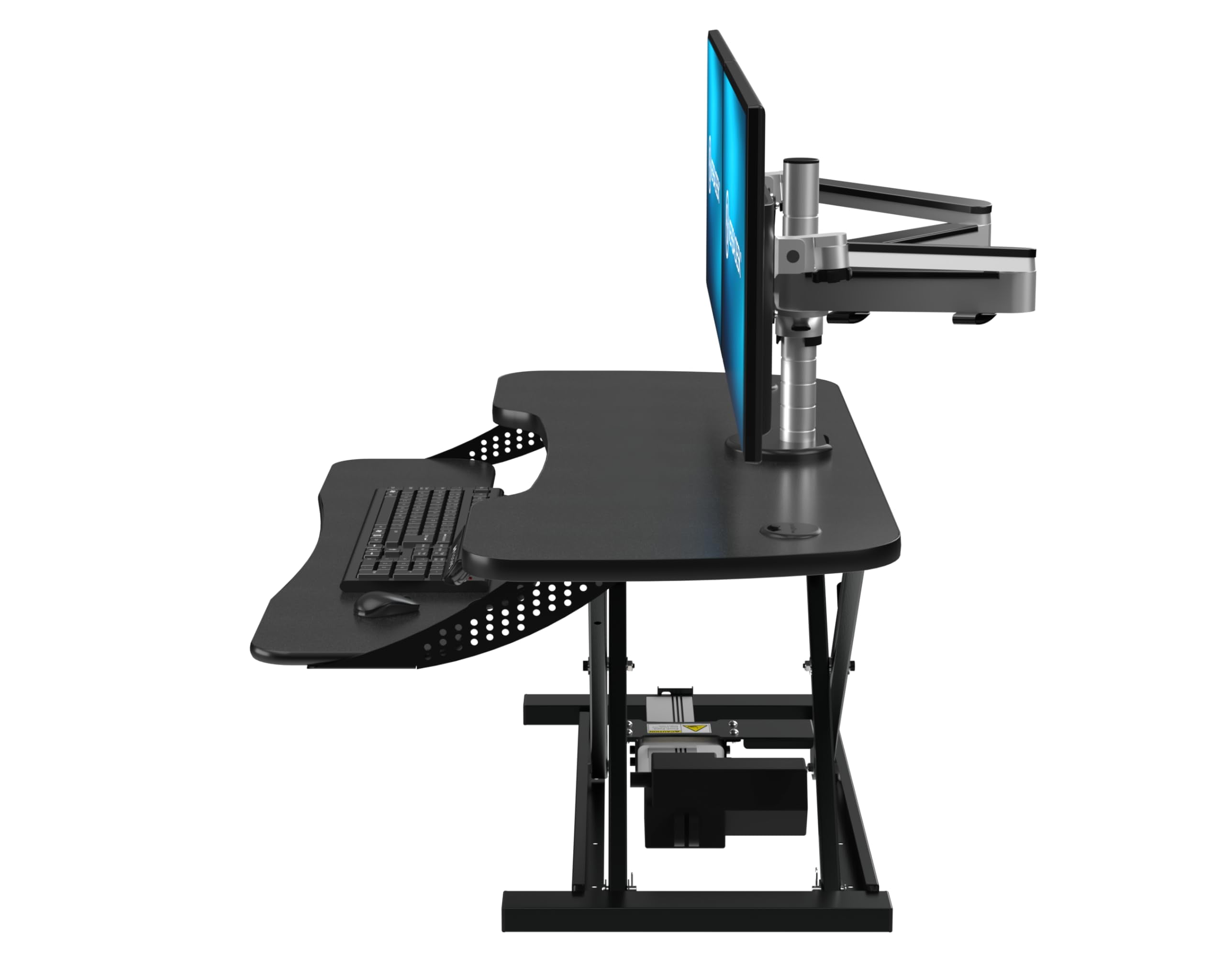 VERSADESK PowerPro™ Elite Electric Standing Desk Converter - App Controlled, USB Charging, LED Lights & Height Adjustable | 40"x24" (Black)